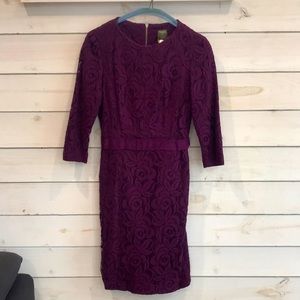 Taylor purple 3/4 sleeve lace lined dress-size 4